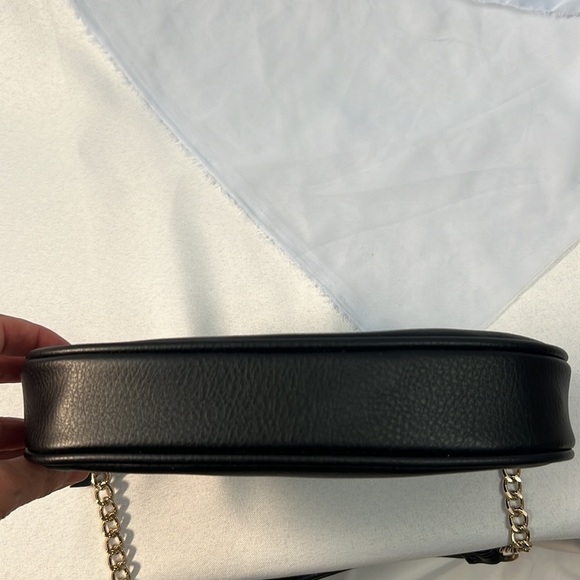 INC black non-leather shoulder bag with partial gold chain strap and zip closure - Picture 6 of 10